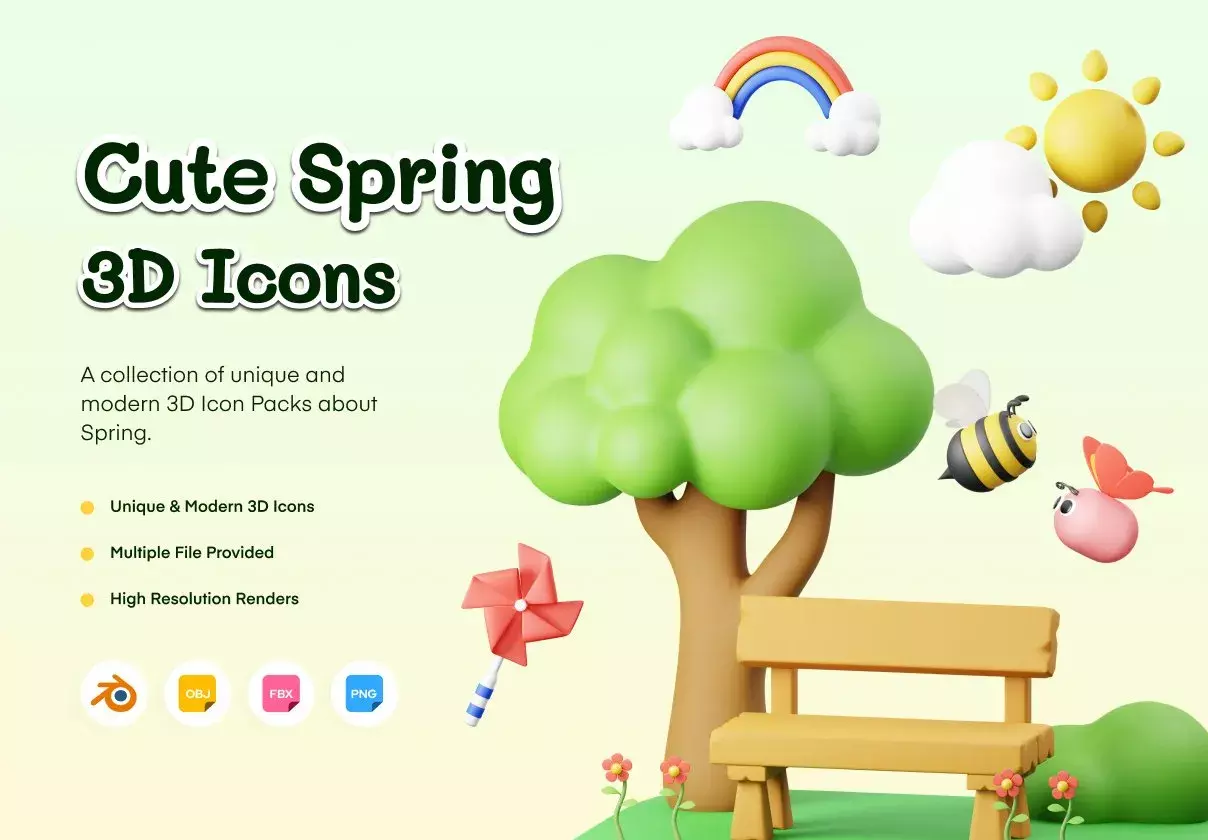 Spring 3D Illustration