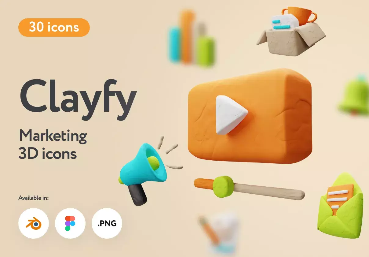 Clayfy Marketing 3D Icons