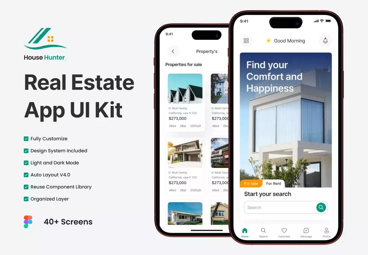 Real Estate Mobile App UI Kit Figma