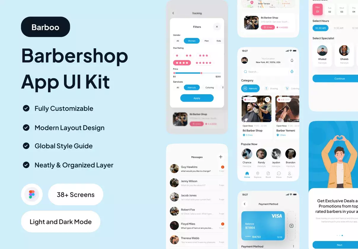 Barboo - Barbershop App UI Kit