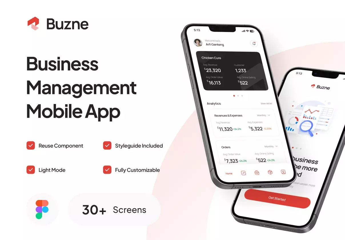 Buzne - Business Management Mobile App UI Kit