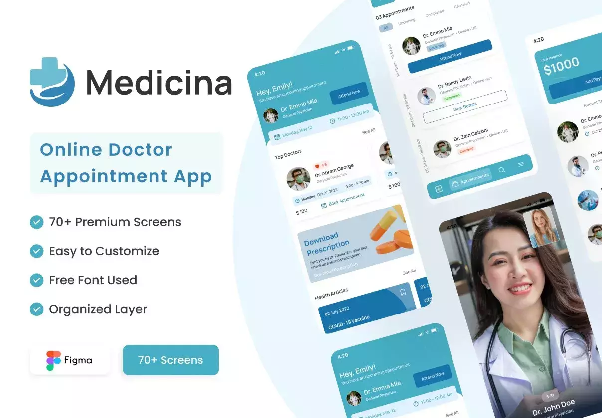 Medicina - Online Doctor Appointment App UI Kit