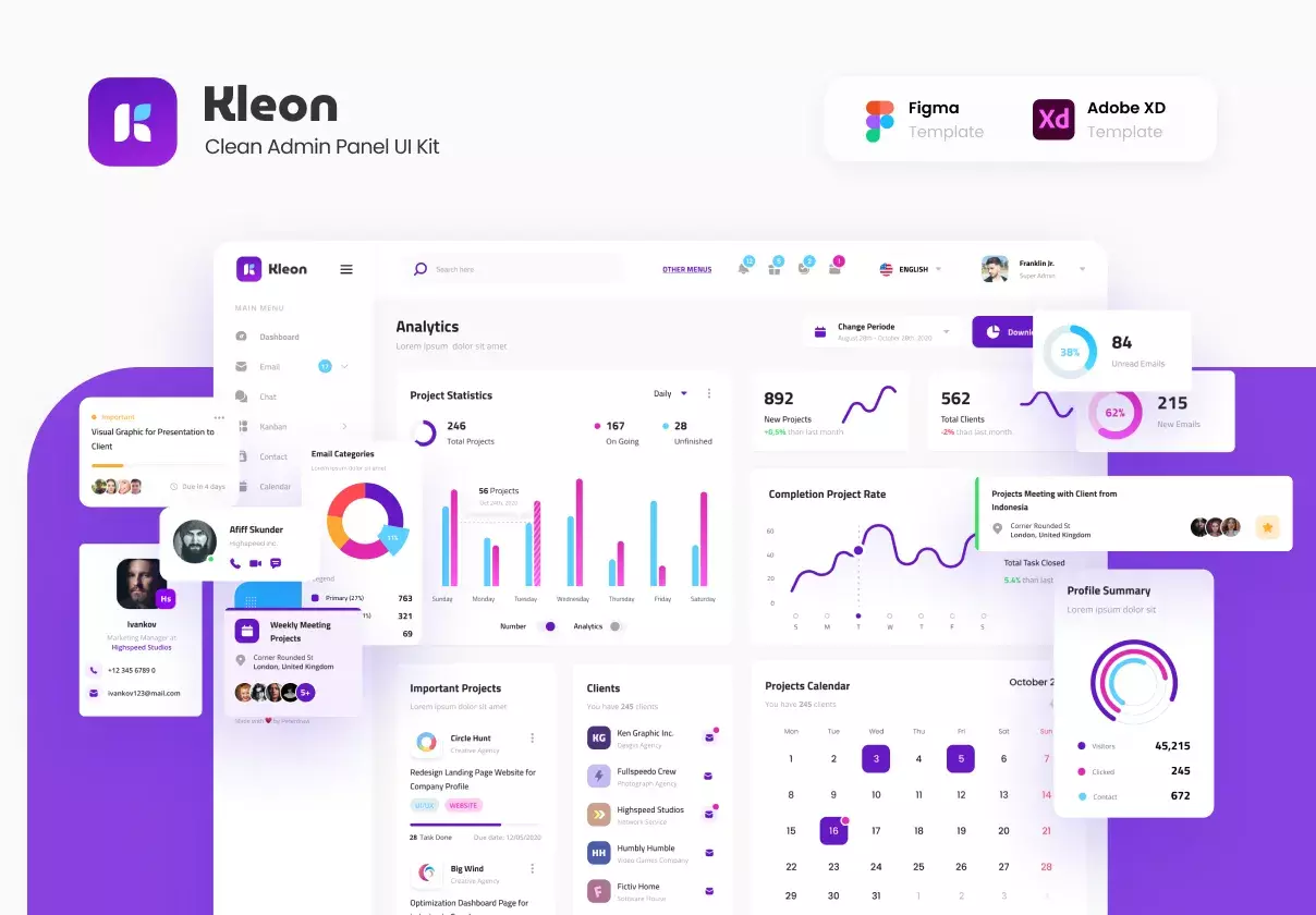 Kleon - Clean Admin Panel Dashboard UI Template