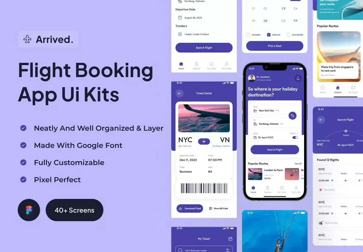 Arrived - Flight Booking App Ui Kits