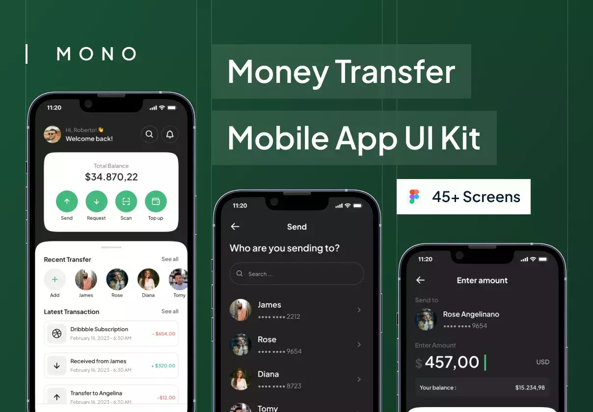 MONO - Money Transfer Mobile App UI Kit