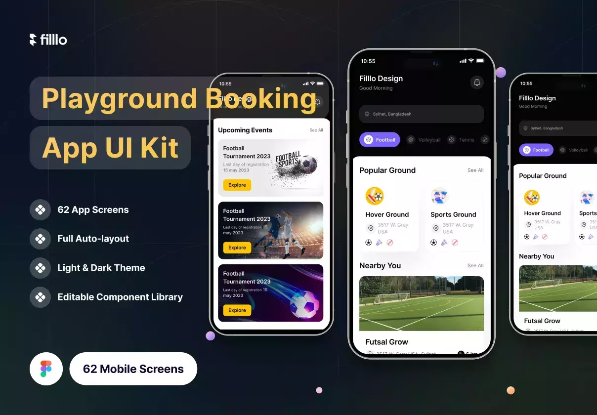 Filllo Playground Booking App UI Kit