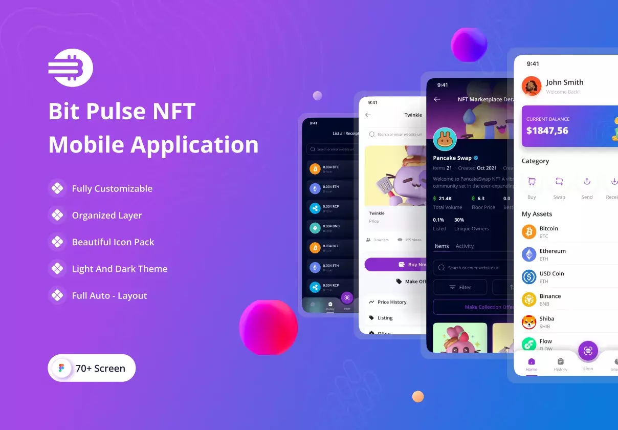 Bit Pulse Crypto Wallet Mobile App UI Kit