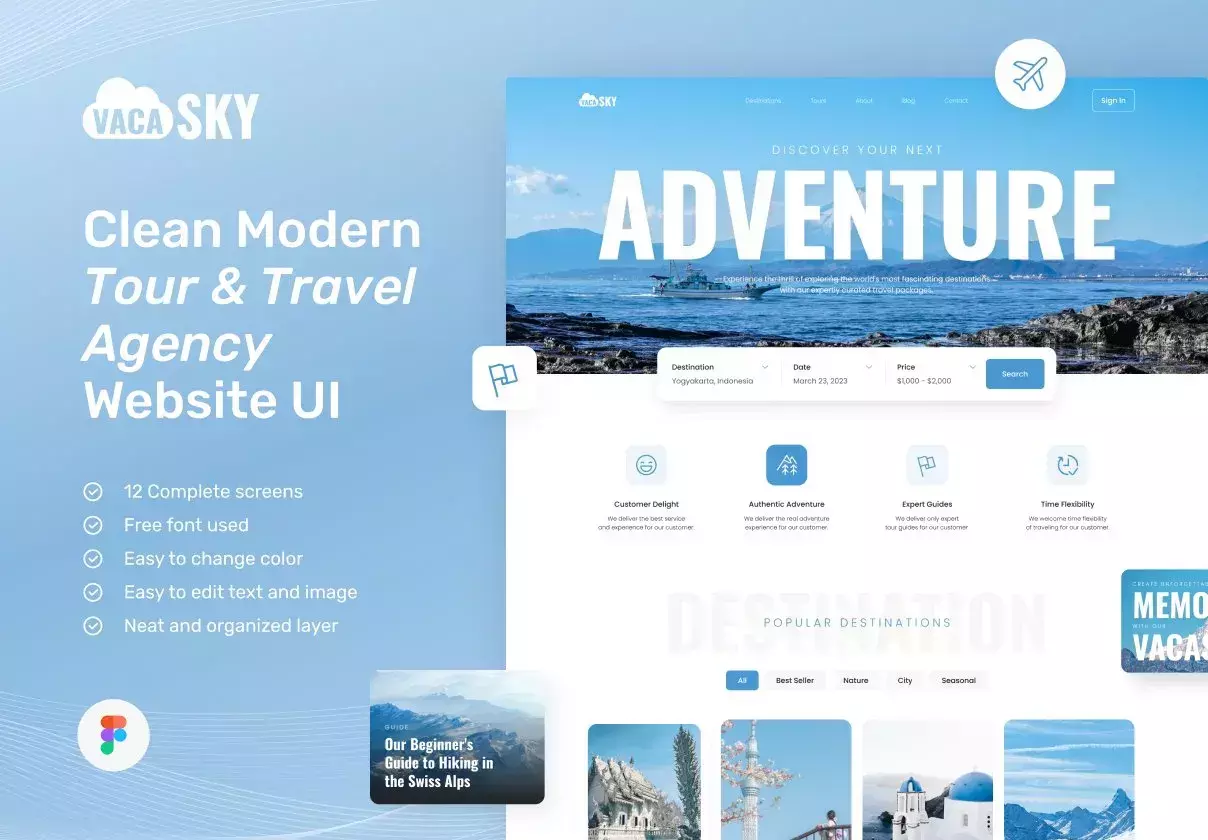 Vacasky – Clean Modern Tour & Travel Agency Website