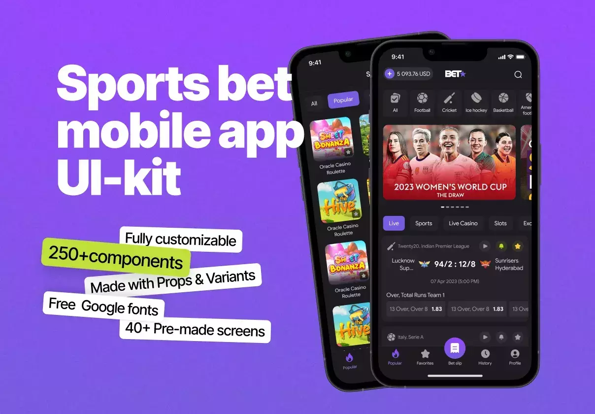 Sports bet mobile app UI Kit