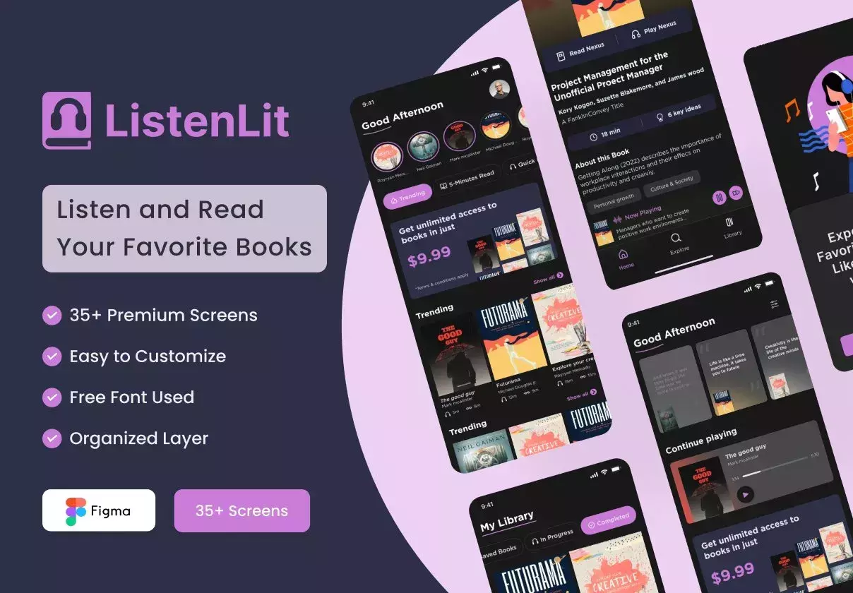 ListenLit - Online book reading and listening mobile application