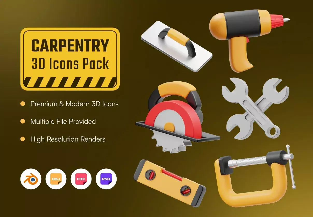 Carpentry Tools 3D Icon