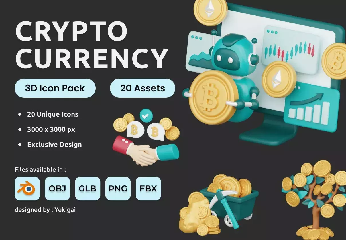 Cryptocurrency 3D Illustrations Pack