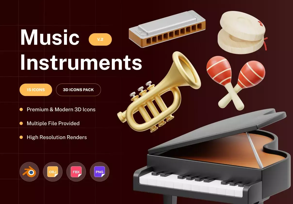 Music Instruments 3D Icon