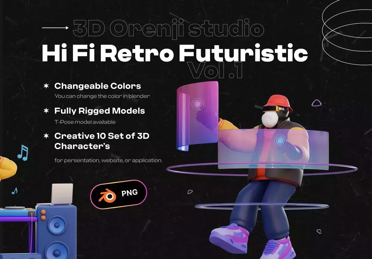 3D Hi Fi Retro Futuristic Character