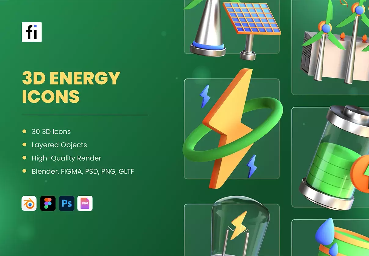 3D Energy and Environment Icons