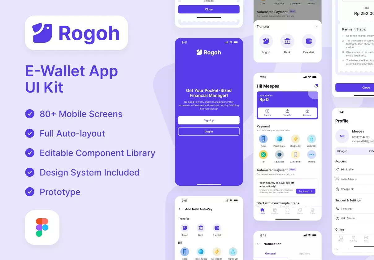 Rogoh - E Wallet Application UI Kit