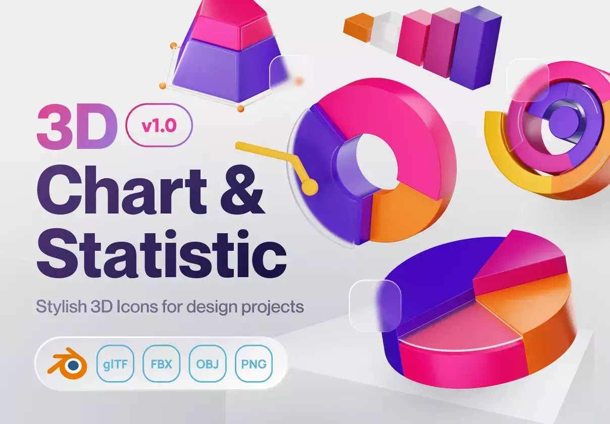 Stylish Chart & Statistic 3D Icons to beautify your websites, mobile apps, social media, and any design prototype needs