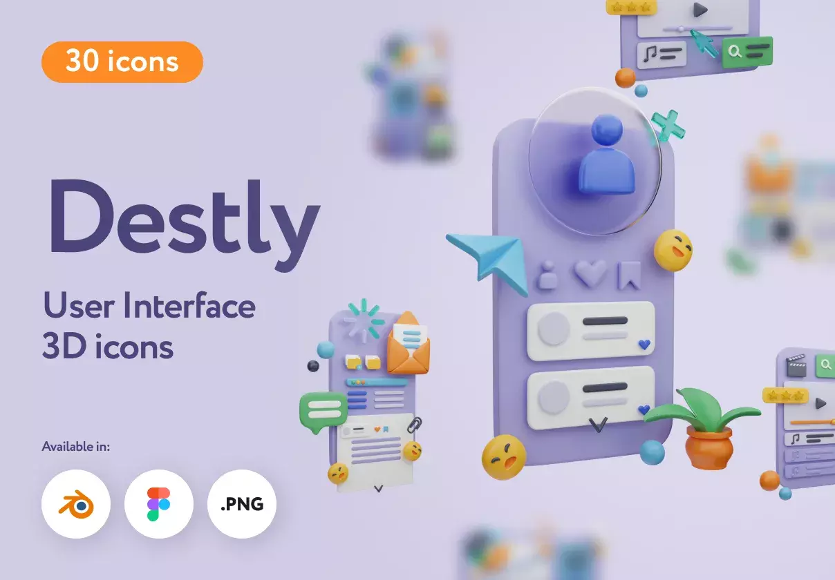 Destly Interface 3D Icons