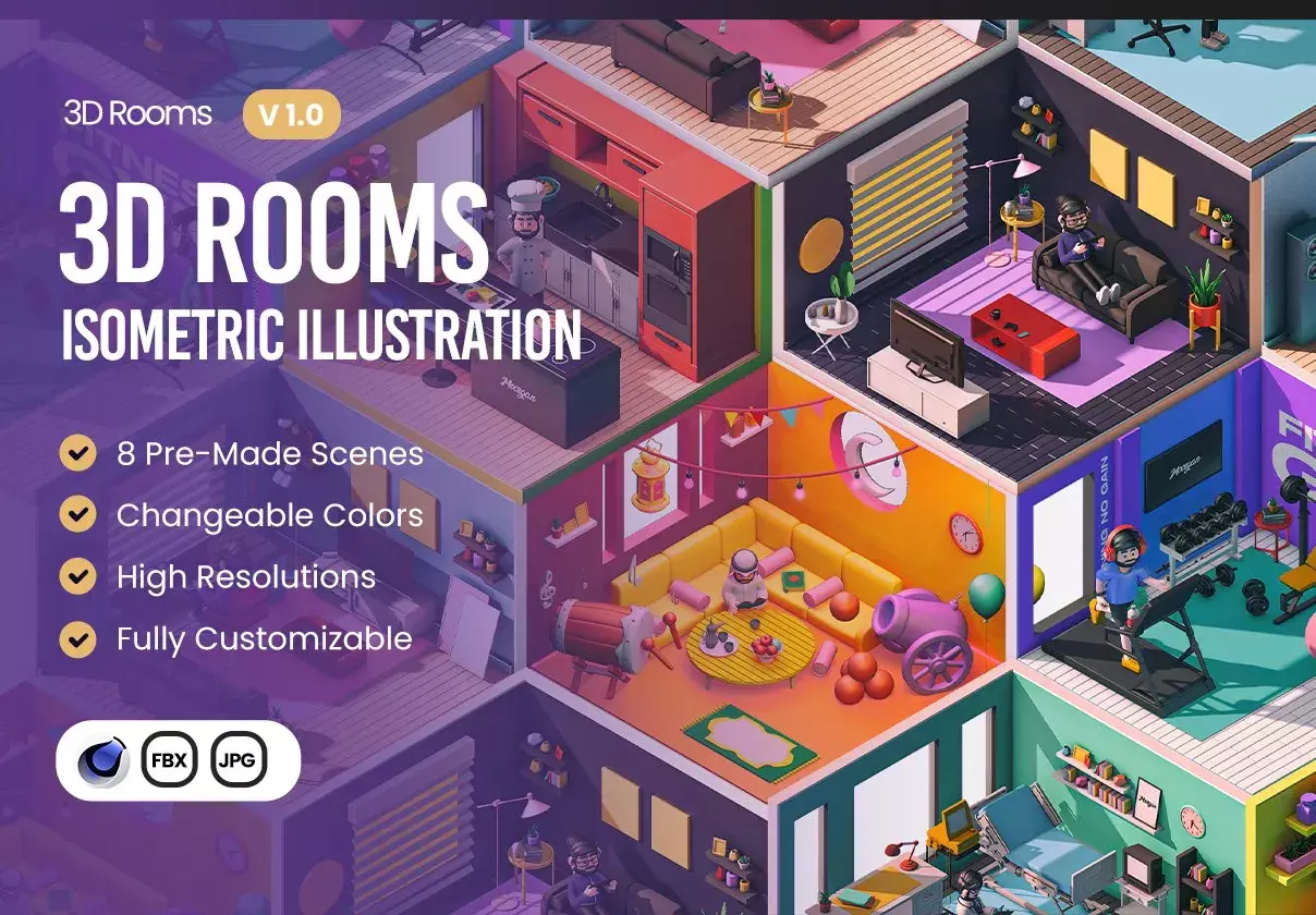 Moorgan 3D Rooms Isometric Scenes (v1.0)