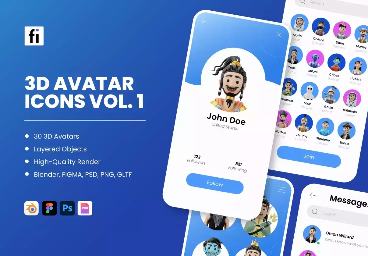 30 3D Avatar and Character Icon Set Vol 1