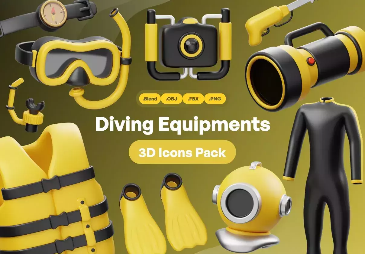 Diving Equipment 3D Icon