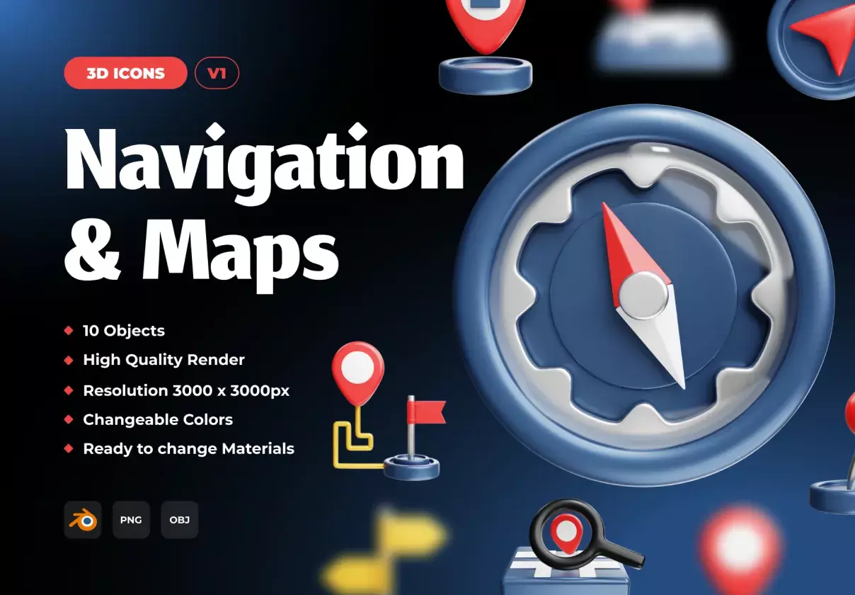 Navigation And Maps 3D Icon