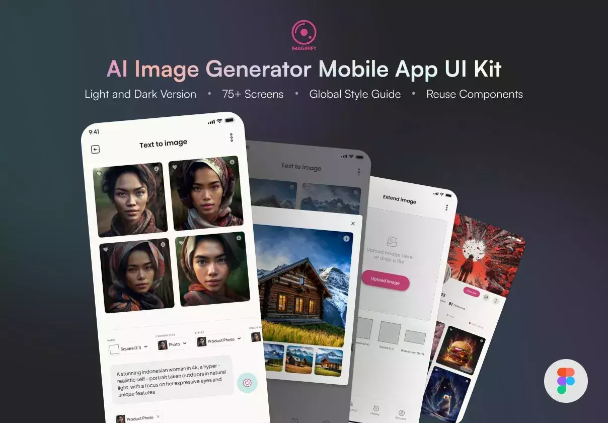 Imaginify - AI Image Generator Mobile App UI Kit