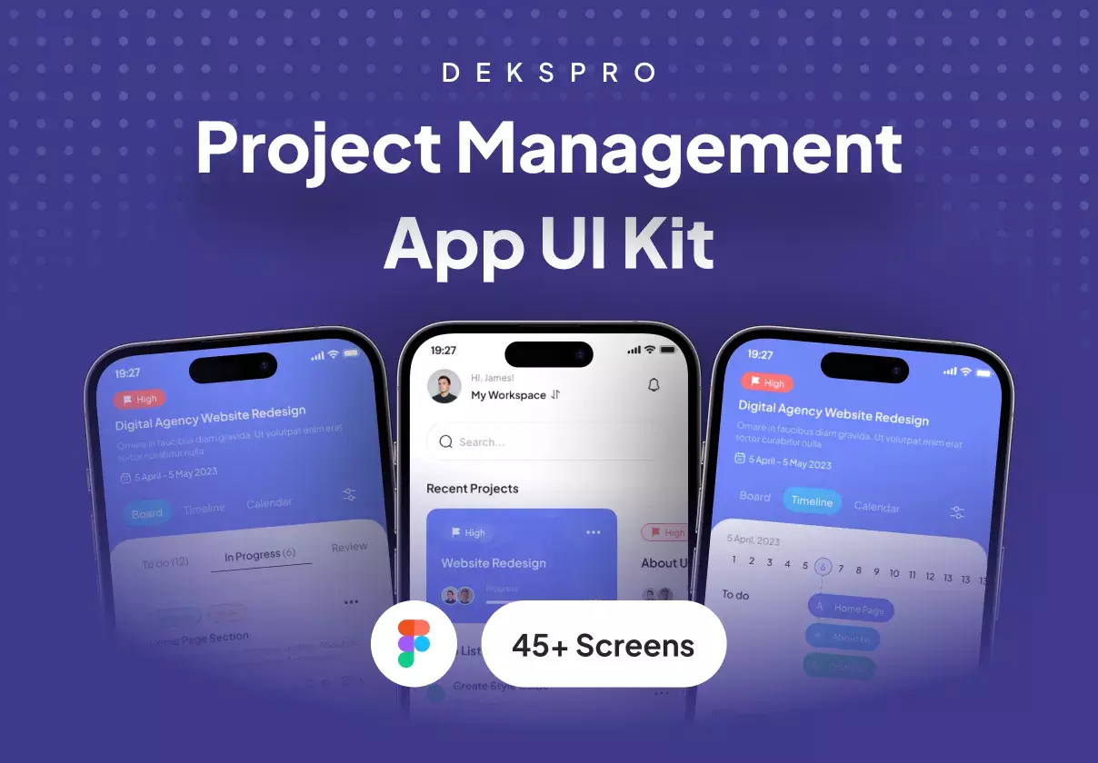 DeskPro - Project Management Mobile App UI Kit