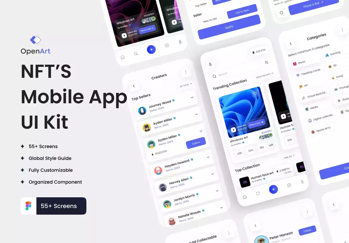 OpenArt-NFT's Mobile UI Kit