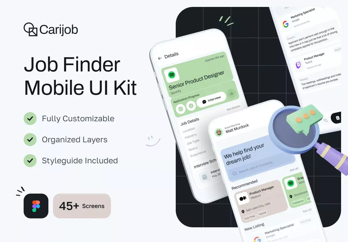 Carijob - Job Finder App UI Kit