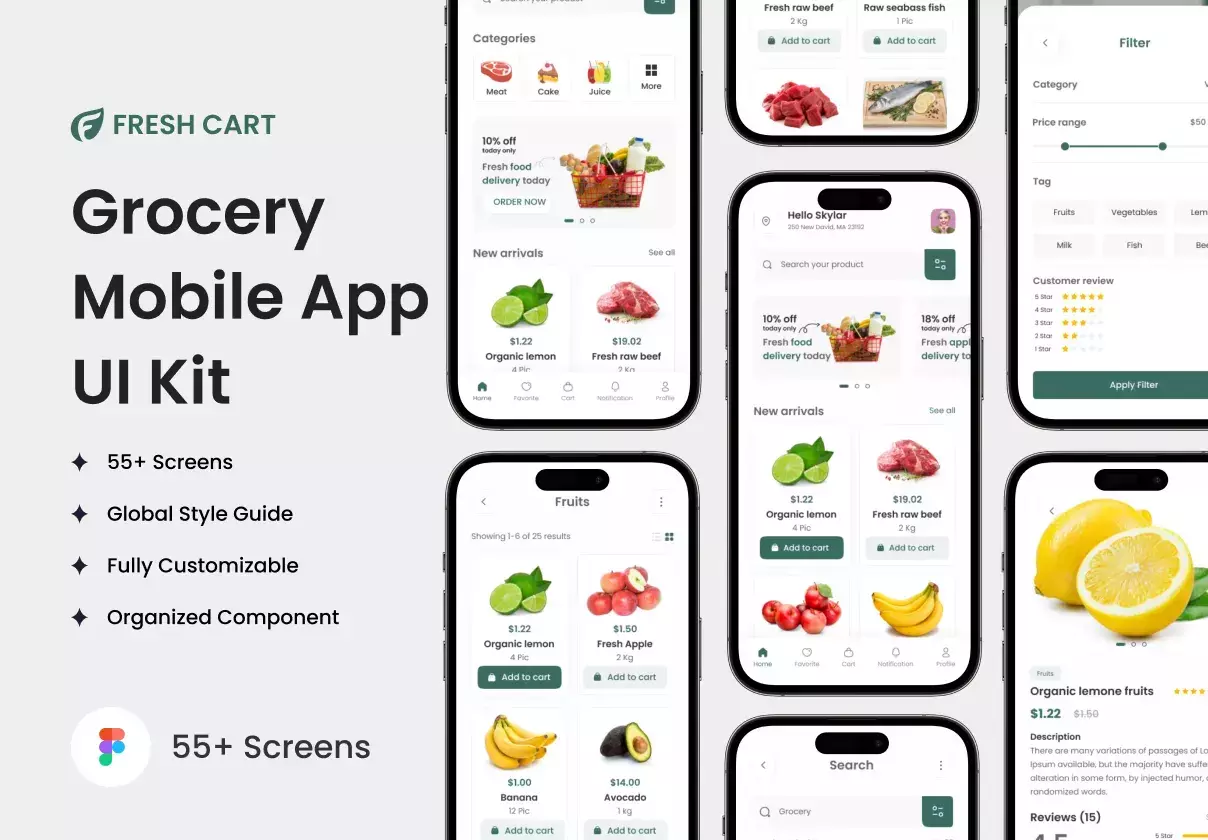 Fresh Cart-Grocery Mobile App UI Kit