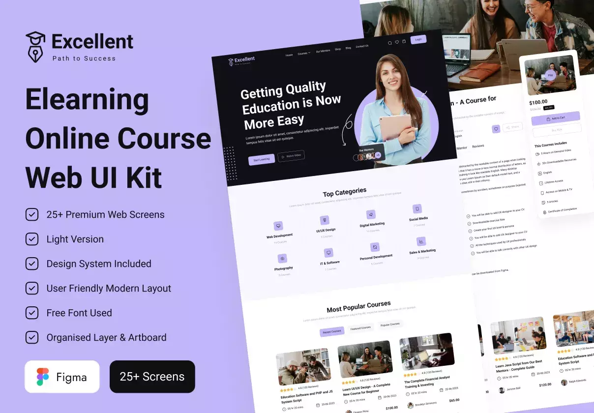 Elearning Online Course Web UI Kit