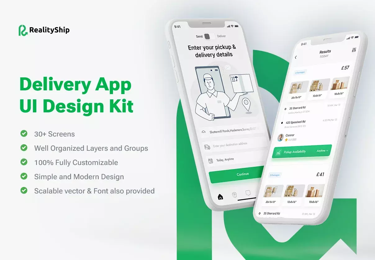 RealityShip - delivery and shipping app UI kit Design