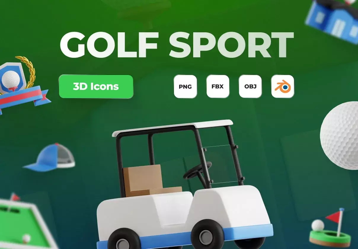 Golf Sport 3D Icon Set