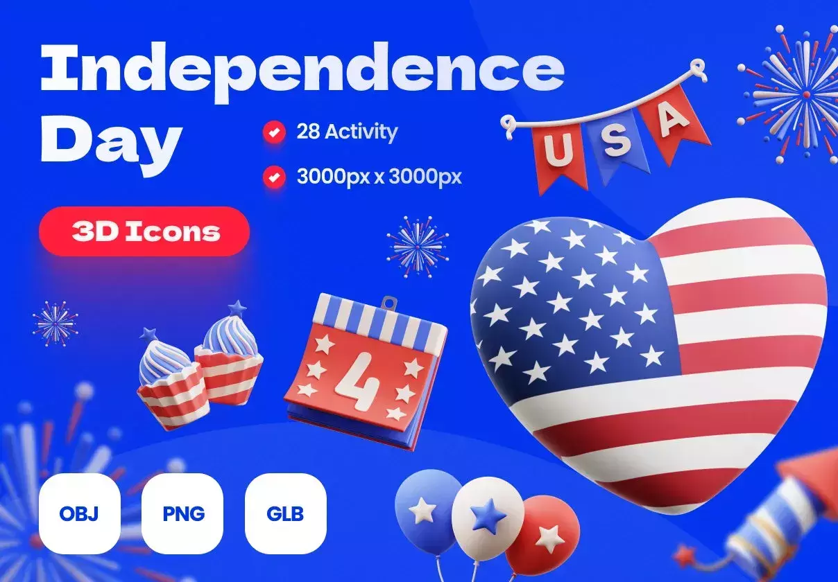 Independence Day 3D Illustrations