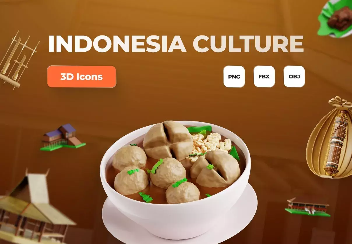 Indonesia Culture 3D Icon Set