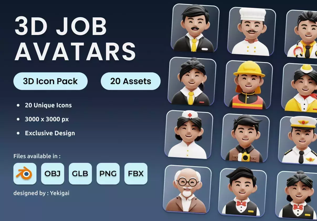 3D Job Avatars Illustrations Pack