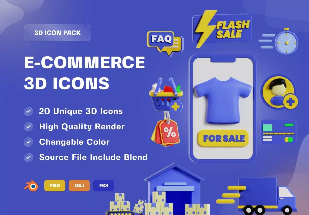 E-Commerce & Online Shopping 3D Icon Pack