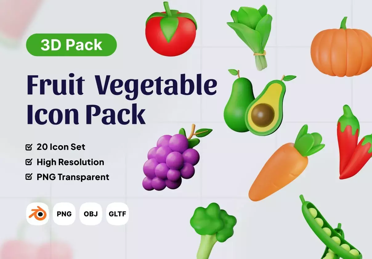 Fruit and Vegetable 3D Icon