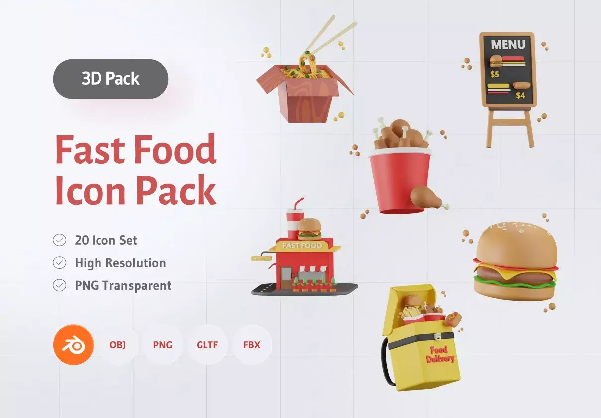 3D Fast Food Icon Pack