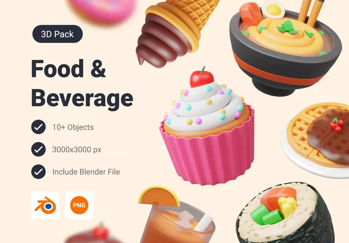 Food & Beverage 3D Icon Pack