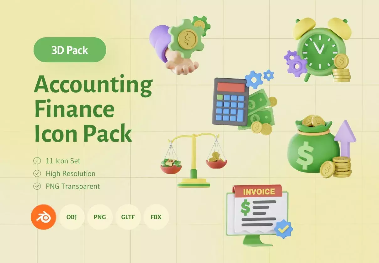 3D Accounting Finance Icon Pack