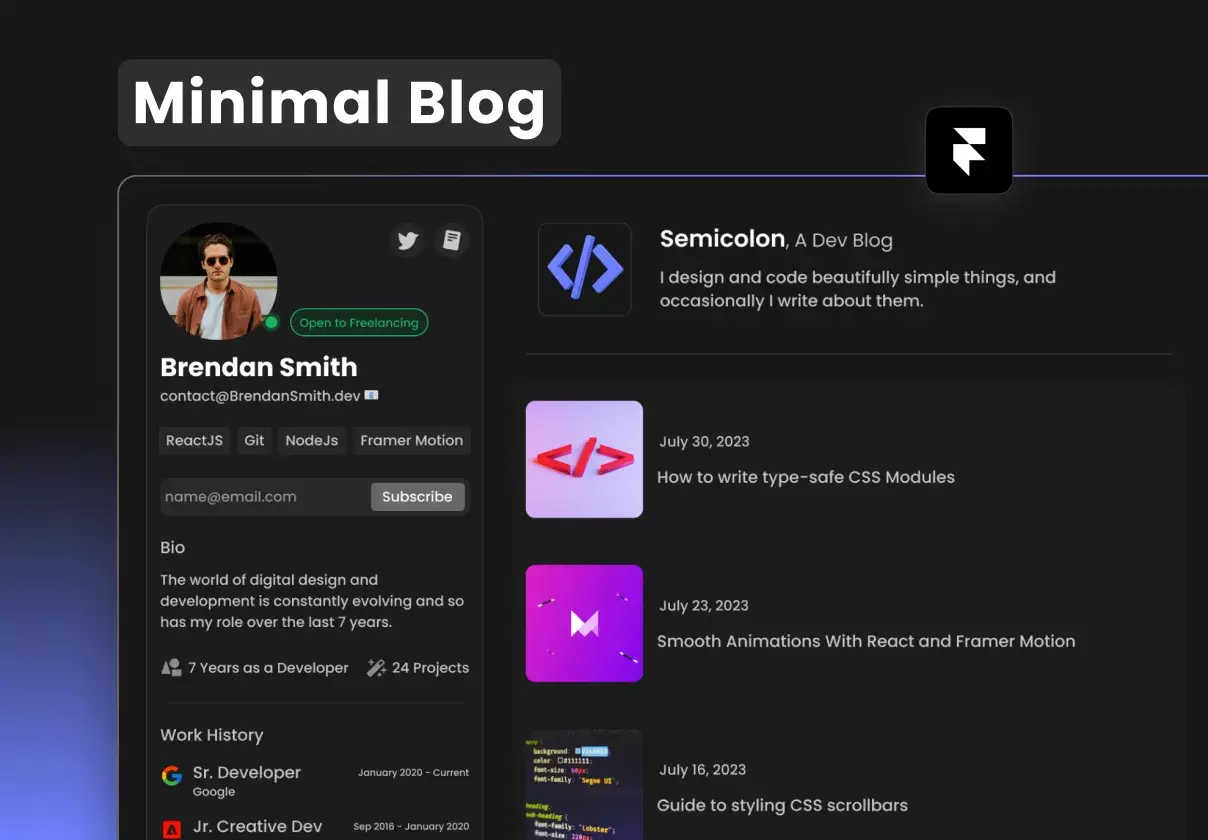 Minimal Blog Framer Template