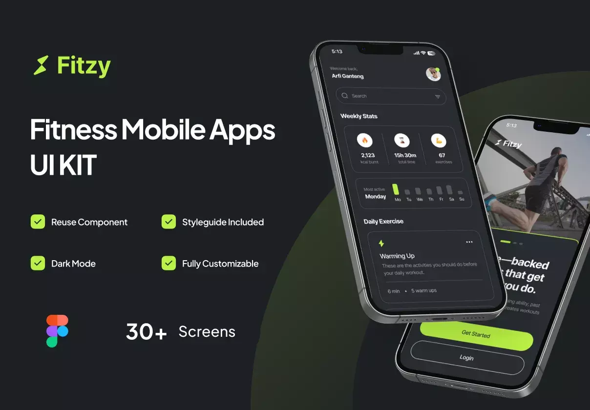 Fitzy - Fitness Mobile App UI Kit