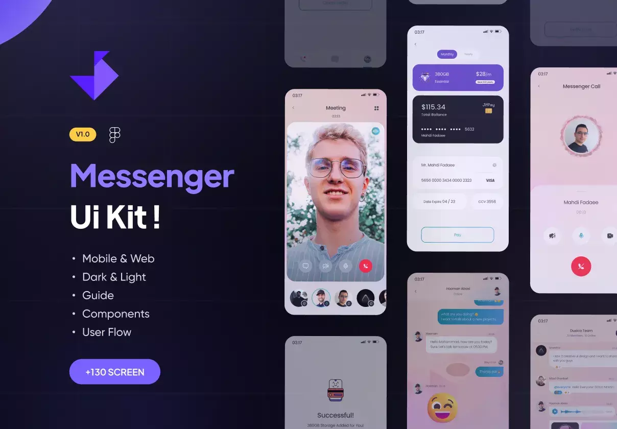 Messenger Mobile and Desktop App UI Kit