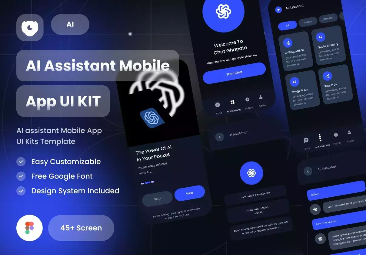 Ai Assistant Chatbot Mobile Apps UI Kit