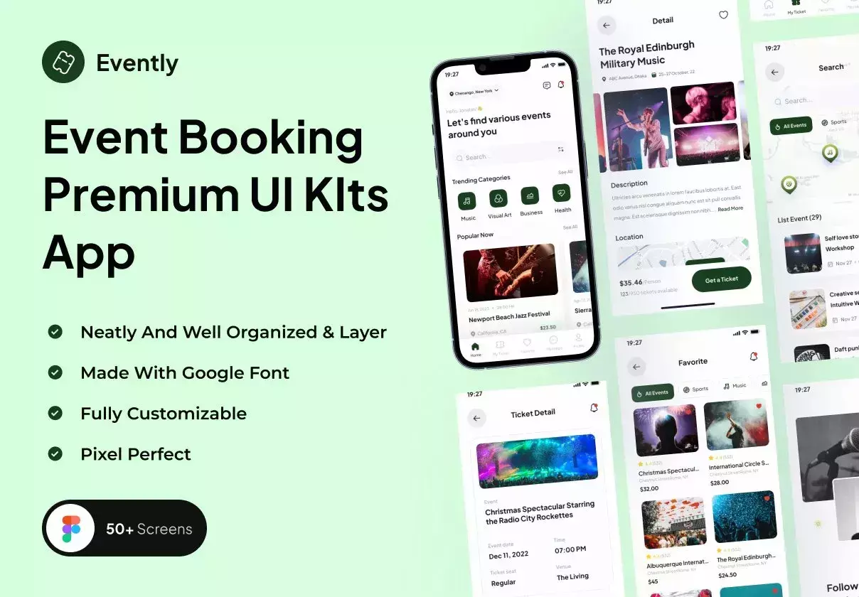 Evently - Event Booking Premium UI KIts App