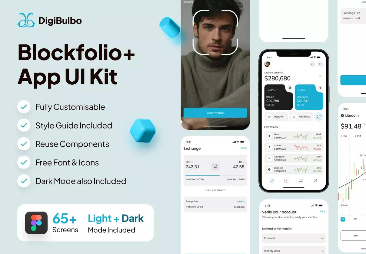 Blockfolio+  - Crypto Wallet Premium UI Kits App