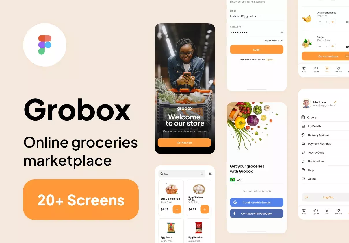 Grobox - Groceries Marketplace UI Kit