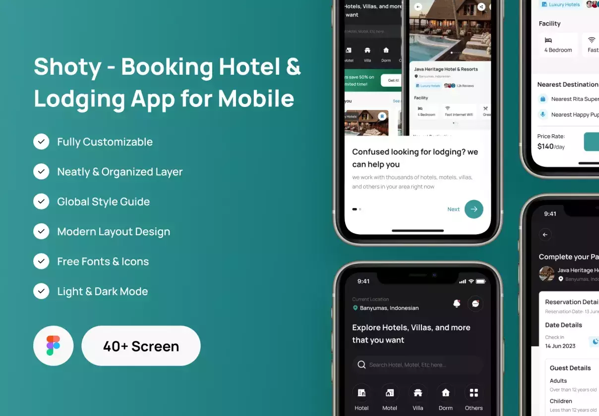 Shoty - Booking Hotel & Lodging App for Mobile UI Kit